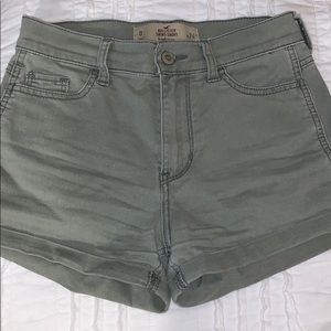 Light Green Hollister Highrise Short-Shorts